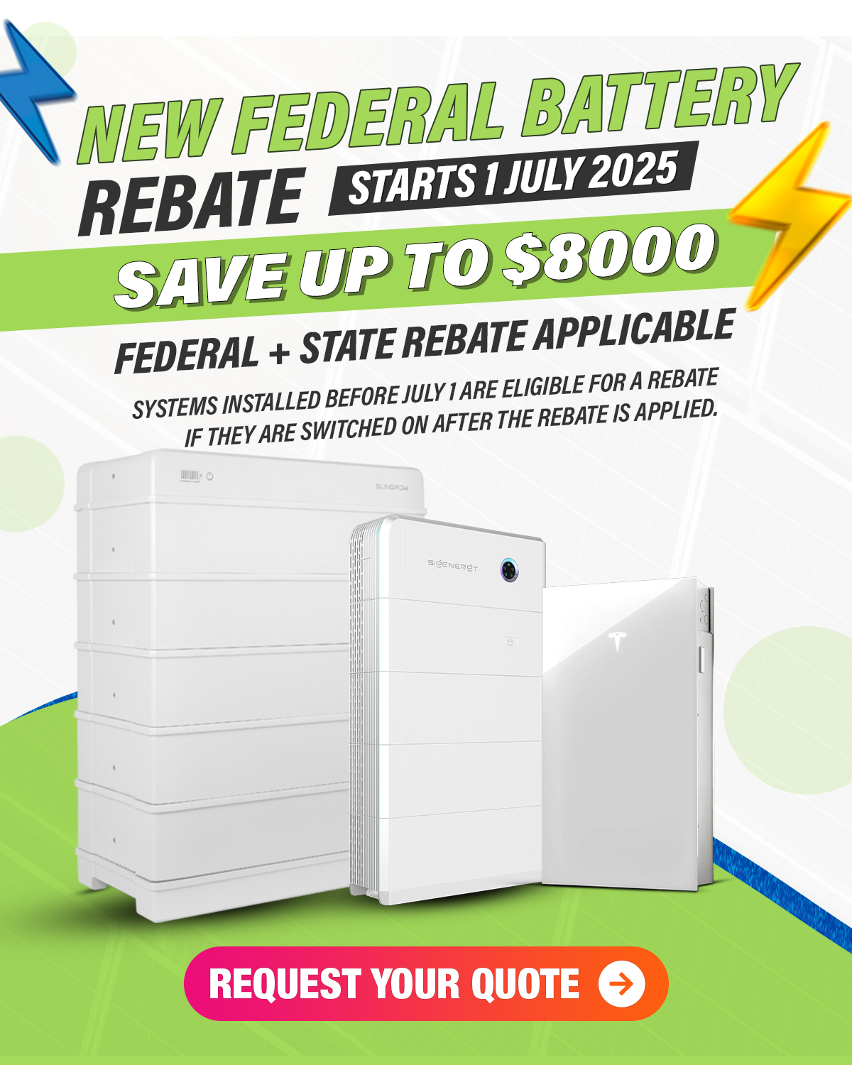 Federal Government Solar Battery Rebate banner for mobile