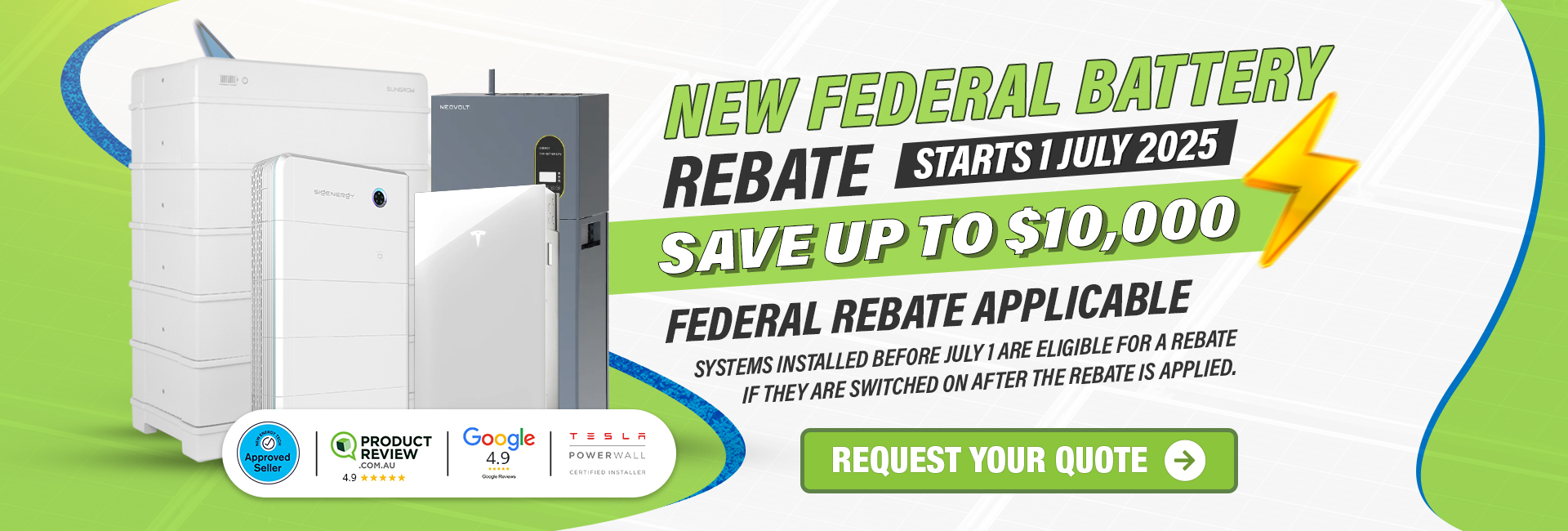 Federal Government Solar Battery Rebate banner for PC new