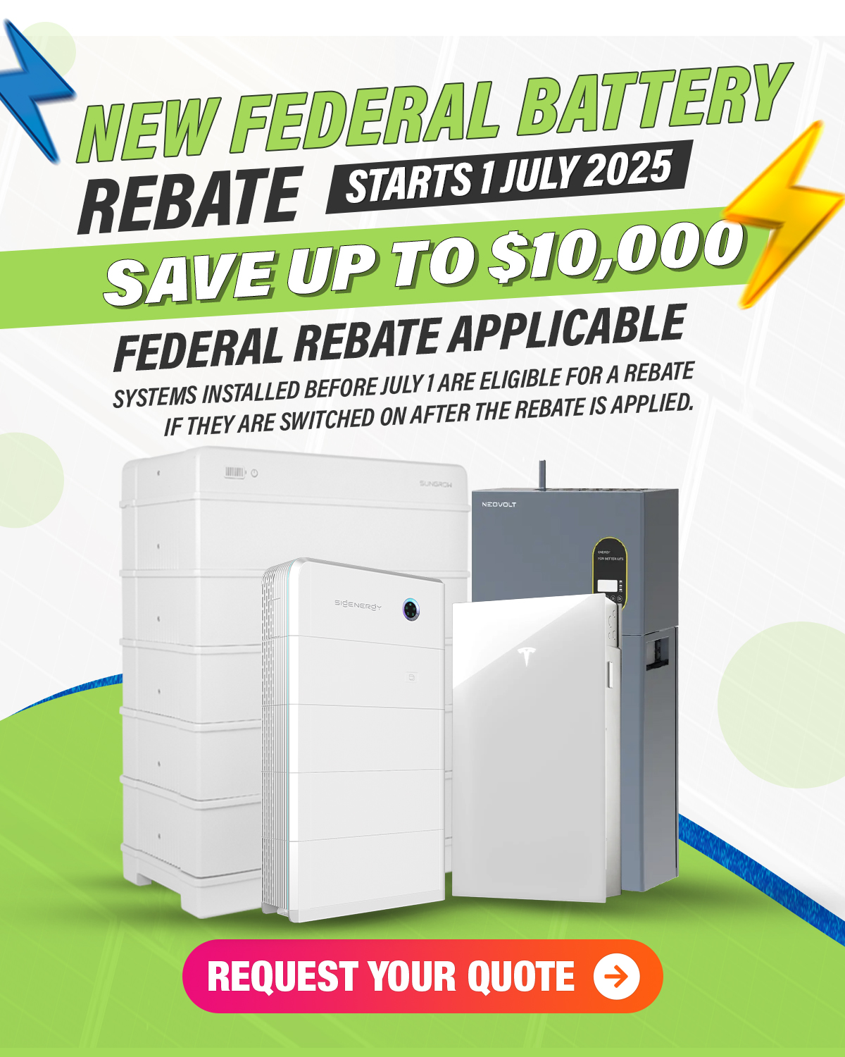Federal Government Solar Battery Rebate banner for Phone